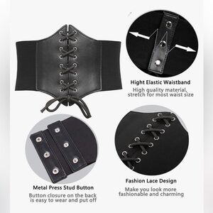 Black corset with snap back, tie in front, shapewear